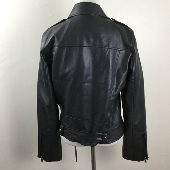 7 for all Mankind Leather Motorcycle Jacket m - Picture 7 of 11
